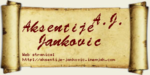 Aksentije Janković vizit kartica